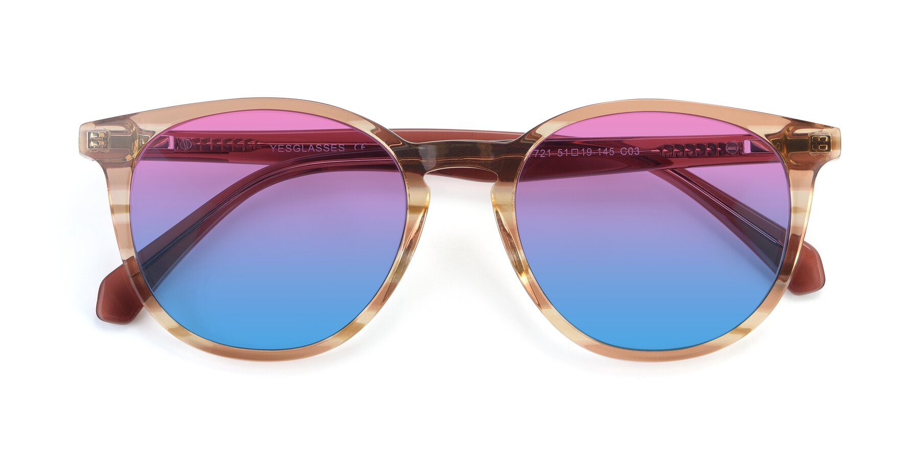 Folded Front of 17721 in Stripe Caramel with Pink / Blue Gradient Lenses