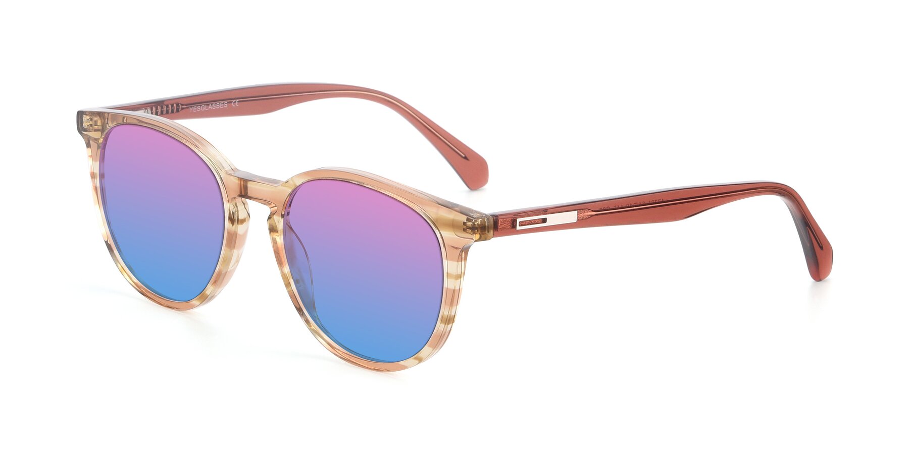 Angle of 17721 in Stripe Caramel with Pink / Blue Gradient Lenses
