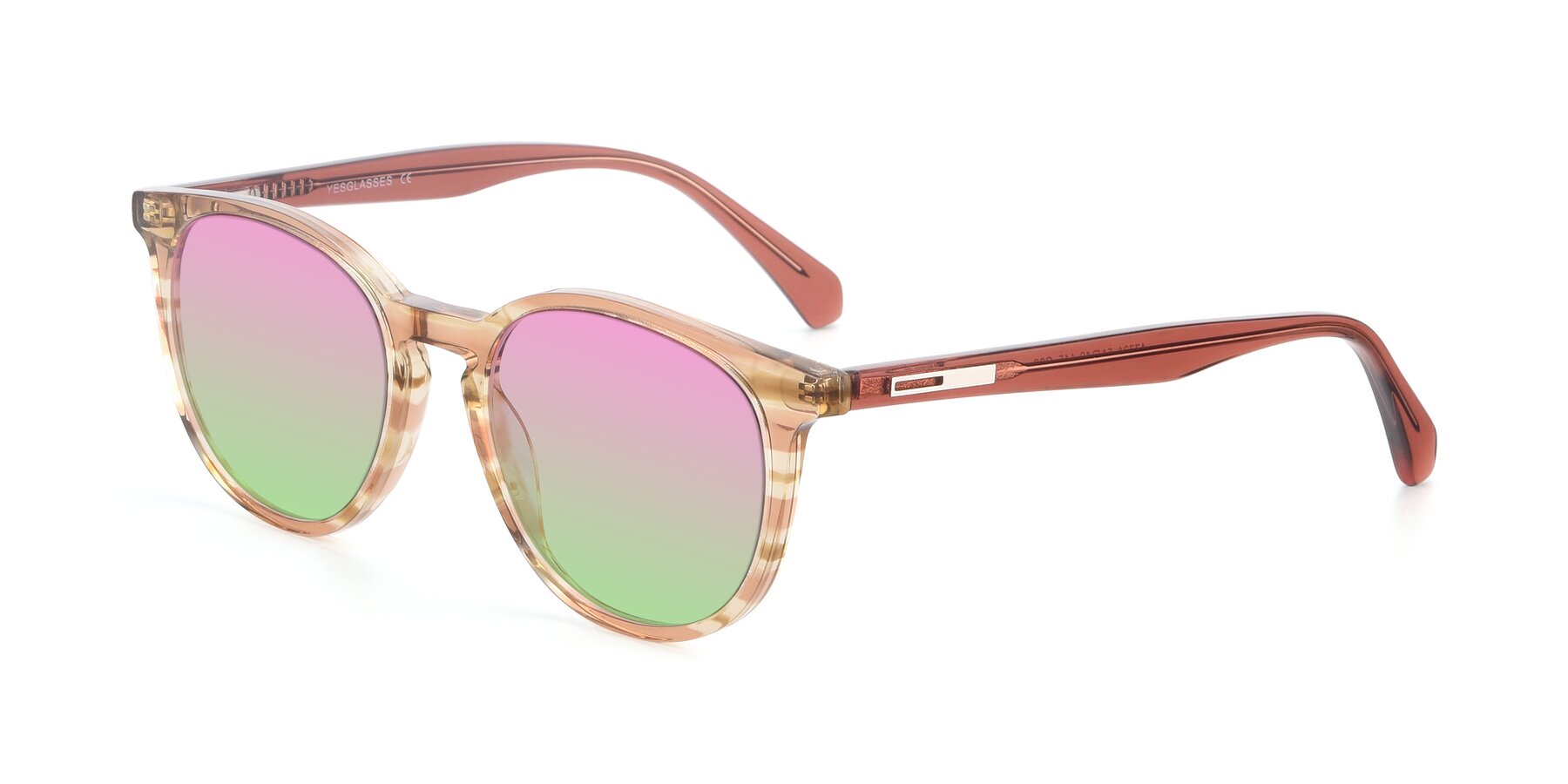 Angle of 17721 in Stripe Caramel with Pink / Green Gradient Lenses