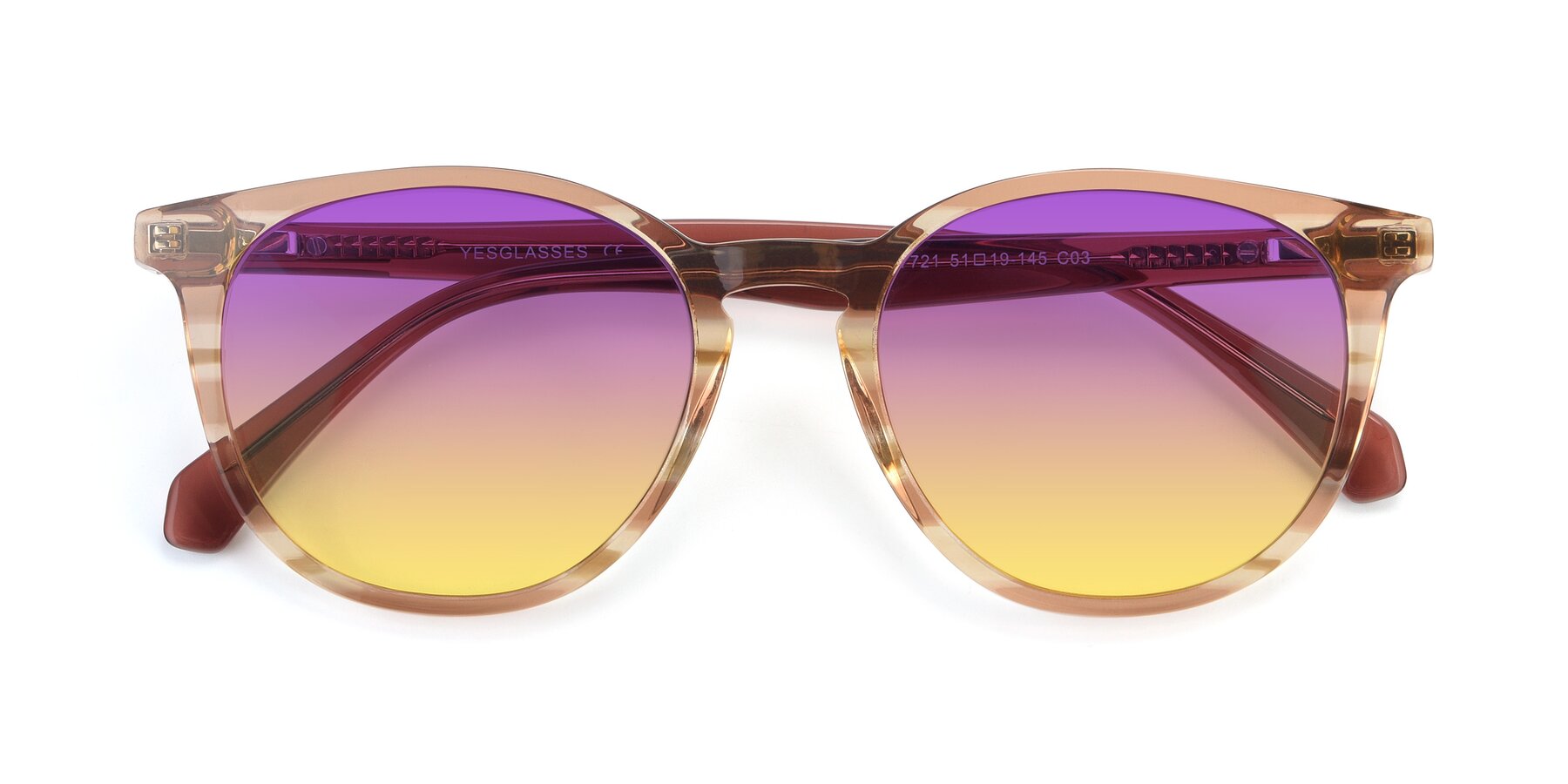 Folded Front of 17721 in Stripe Caramel with Purple / Yellow Gradient Lenses