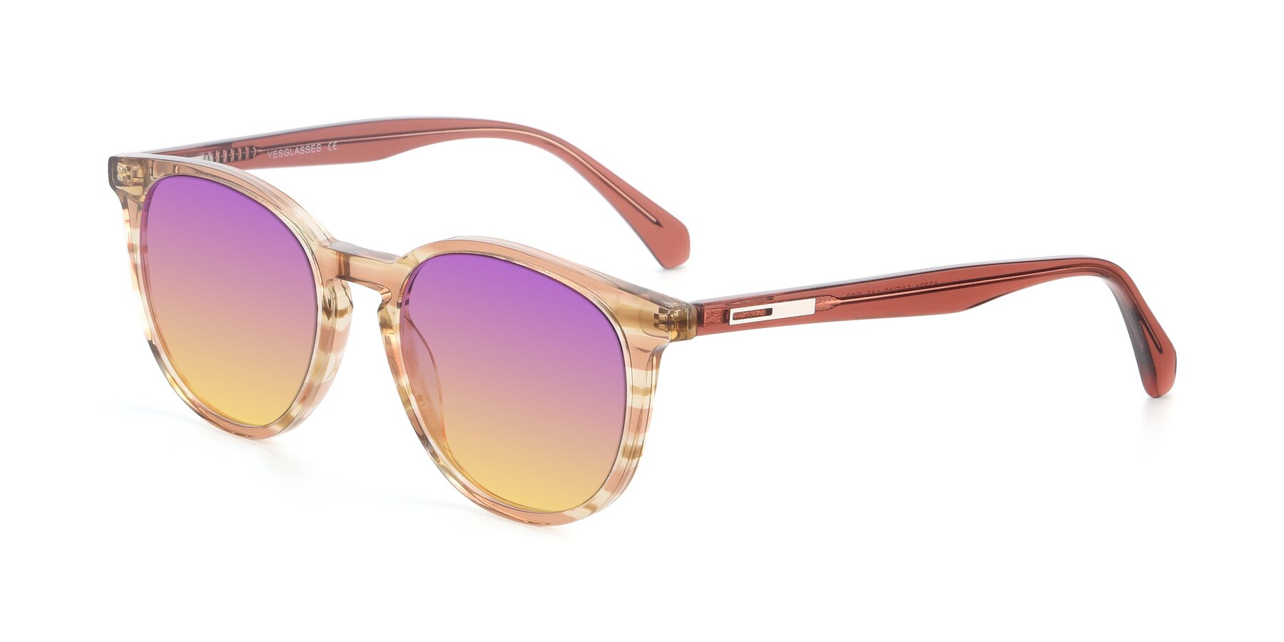 Angle of 17721 in Stripe Caramel with Purple / Yellow Gradient Lenses
