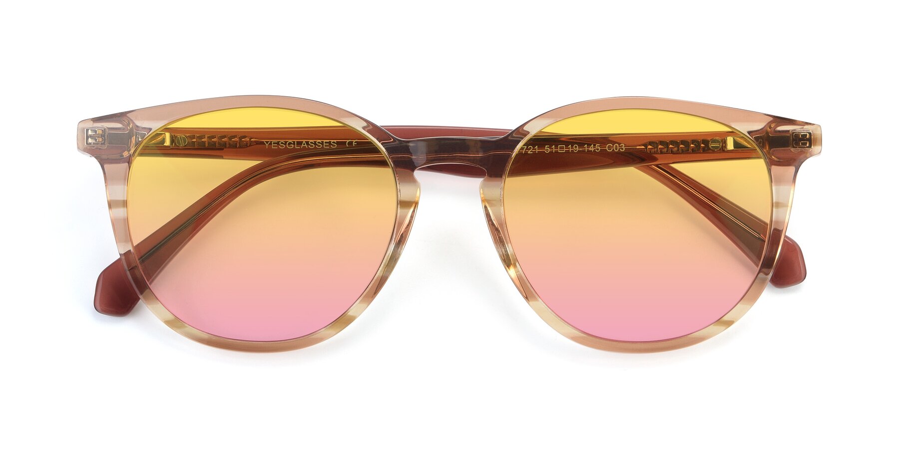 Folded Front of 17721 in Stripe Caramel with Yellow / Pink Gradient Lenses