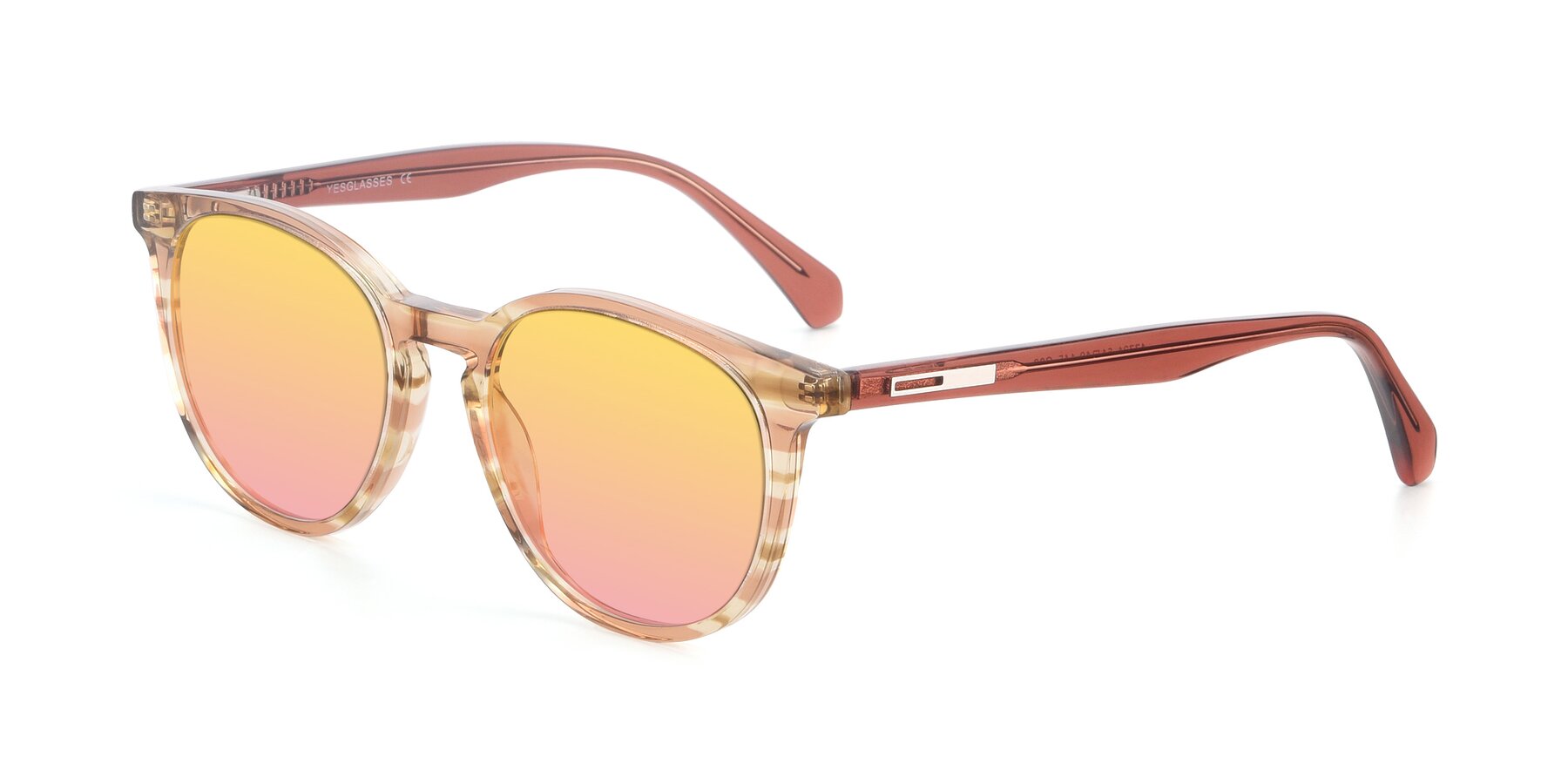 Angle of 17721 in Stripe Caramel with Yellow / Pink Gradient Lenses