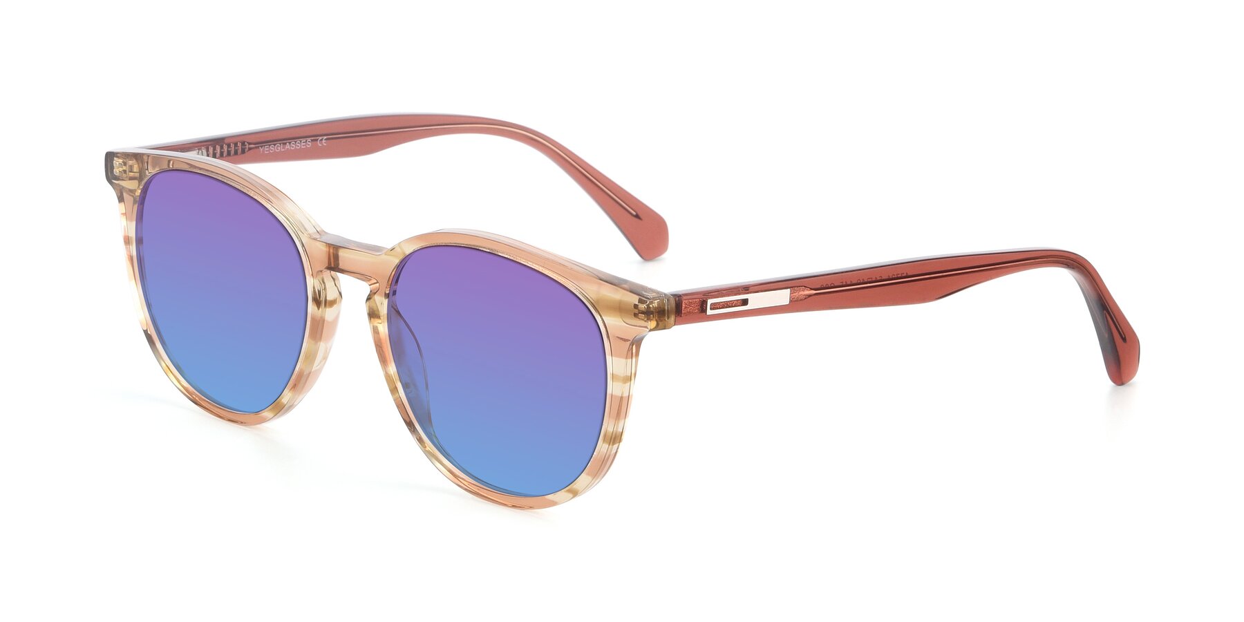 Angle of 17721 in Stripe Caramel with Purple / Blue Gradient Lenses