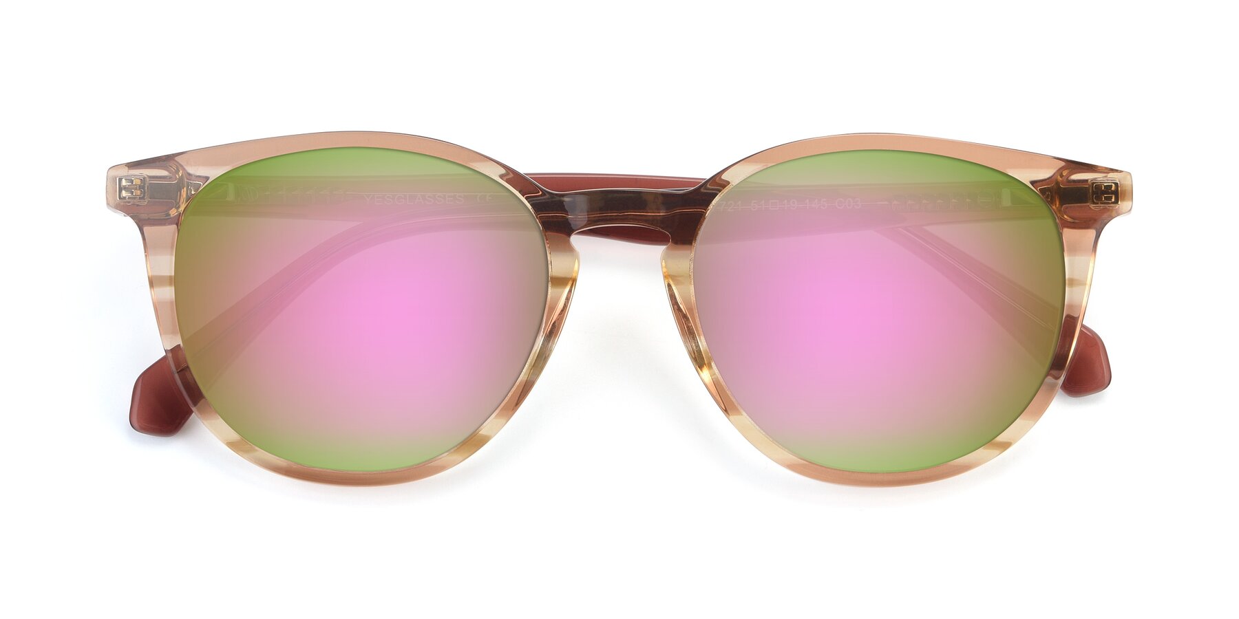 Folded Front of 17721 in Stripe Caramel with Pink Mirrored Lenses