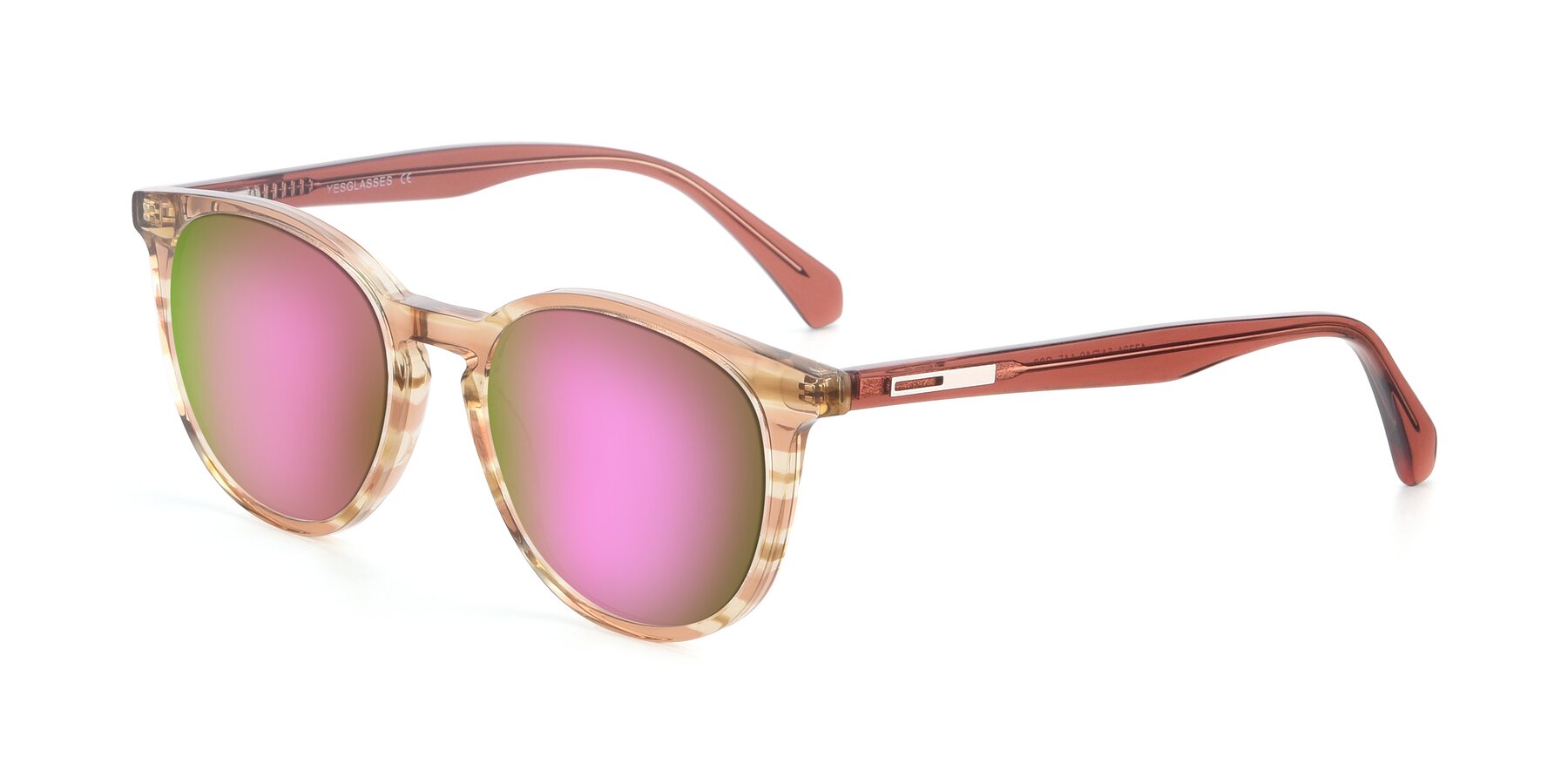 Angle of 17721 in Stripe Caramel with Pink Mirrored Lenses