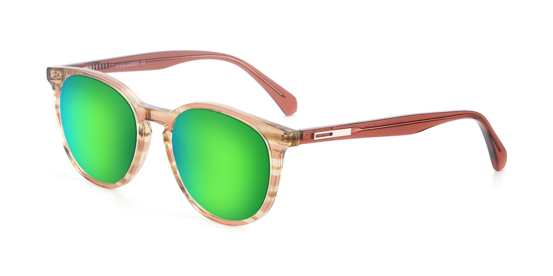 Angle of 17721 in Stripe Caramel with Green Mirrored Lenses