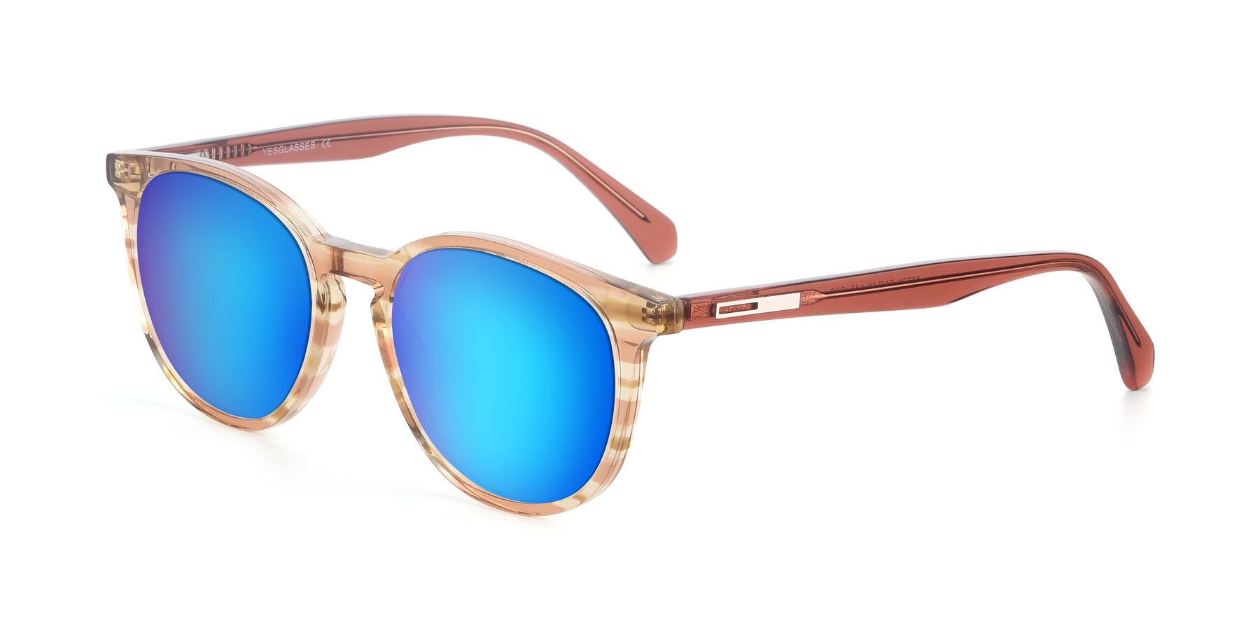 Angle of 17721 in Stripe Caramel with Blue Mirrored Lenses