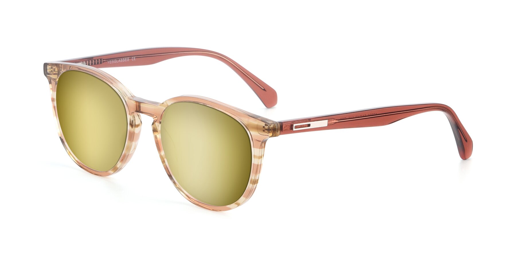 Angle of 17721 in Stripe Caramel with Gold Mirrored Lenses