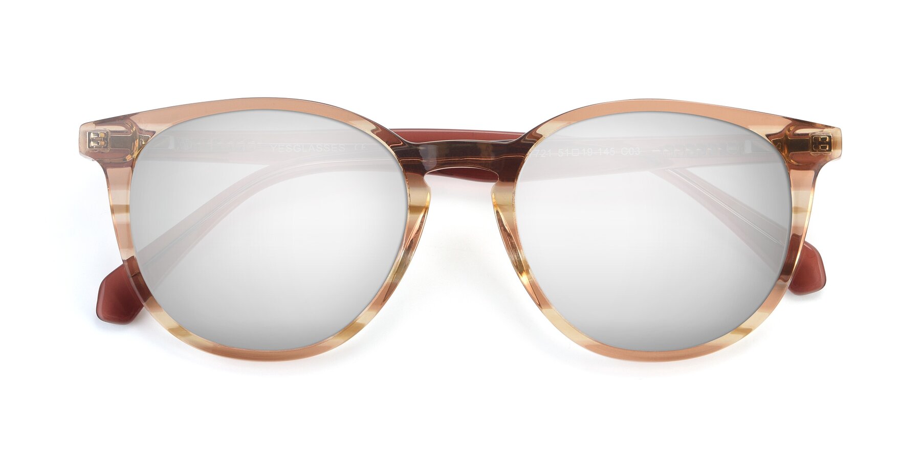Folded Front of 17721 in Stripe Caramel with Silver Mirrored Lenses