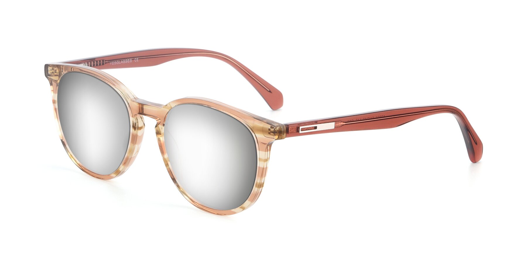 Angle of 17721 in Stripe Caramel with Silver Mirrored Lenses