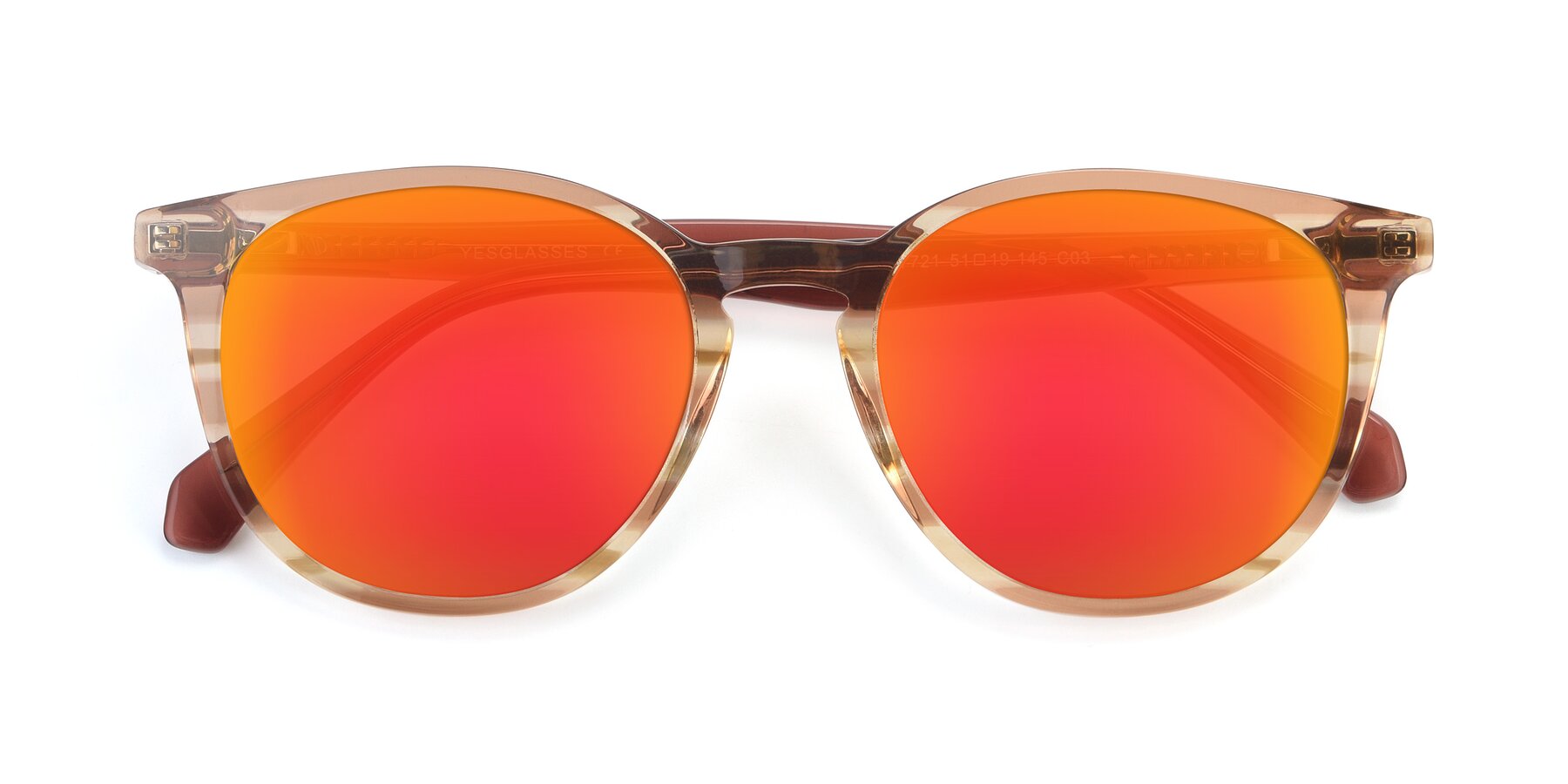 Folded Front of 17721 in Stripe Caramel with Red Gold Mirrored Lenses