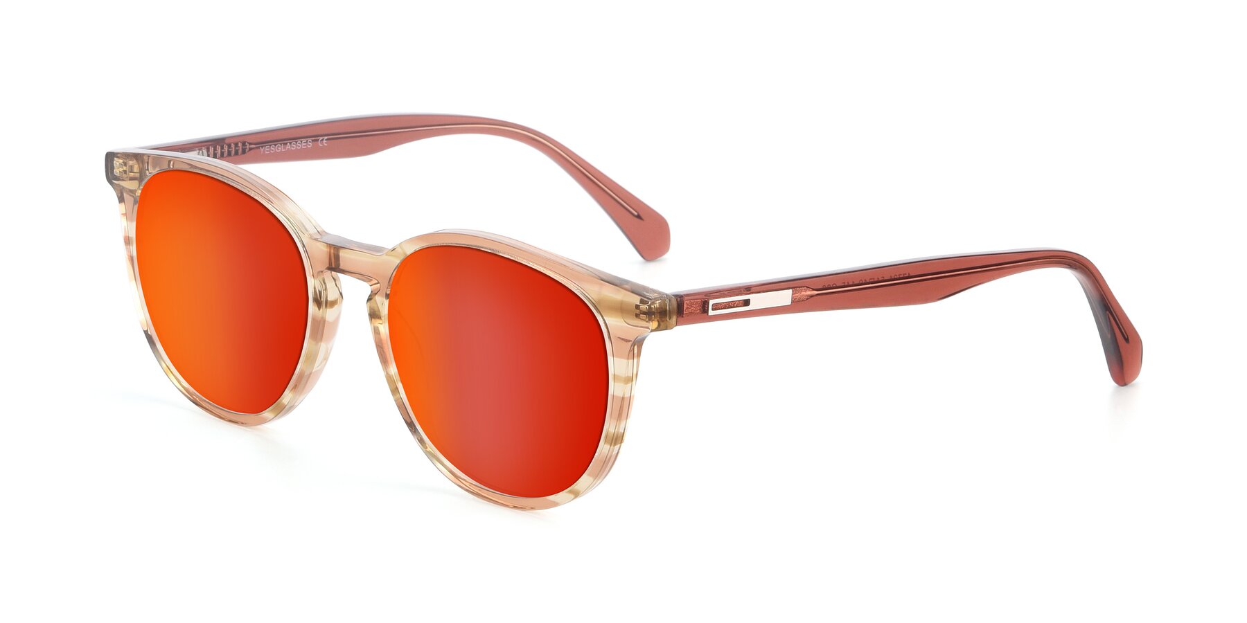 Angle of 17721 in Stripe Caramel with Red Gold Mirrored Lenses