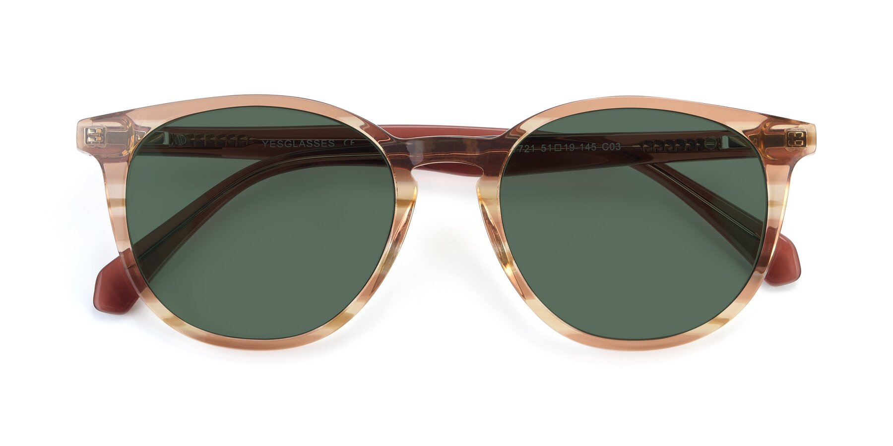 Folded Front of 17721 in Stripe Caramel with Green Polarized Lenses