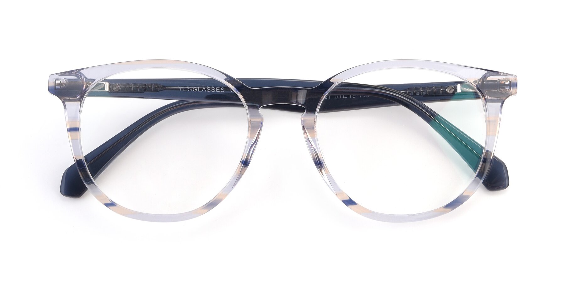 Folded Front of 17721 in Stripe Blue with Clear Blue Light Blocking Lenses