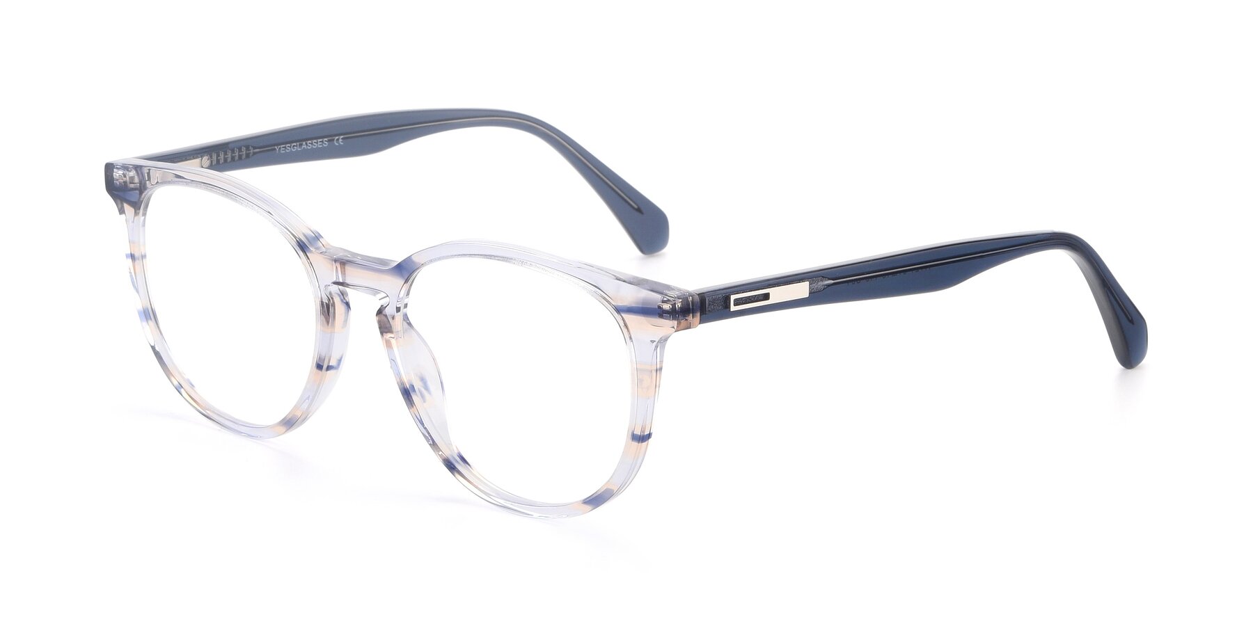 Angle of 17721 in Stripe Blue with Clear Eyeglass Lenses