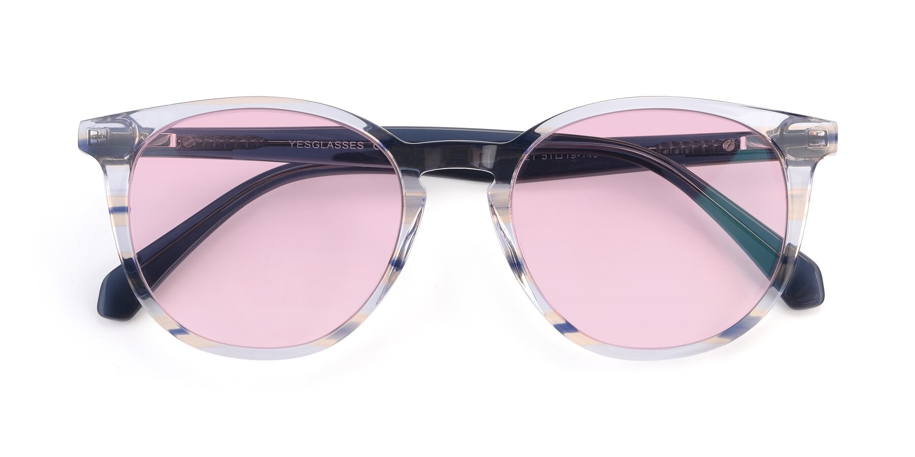 Folded Front of 17721 in Stripe Blue with Light Pink Tinted Lenses