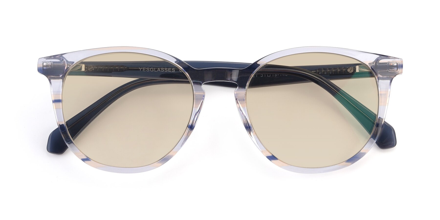 Folded Front of 17721 in Stripe Blue with Light Brown Tinted Lenses