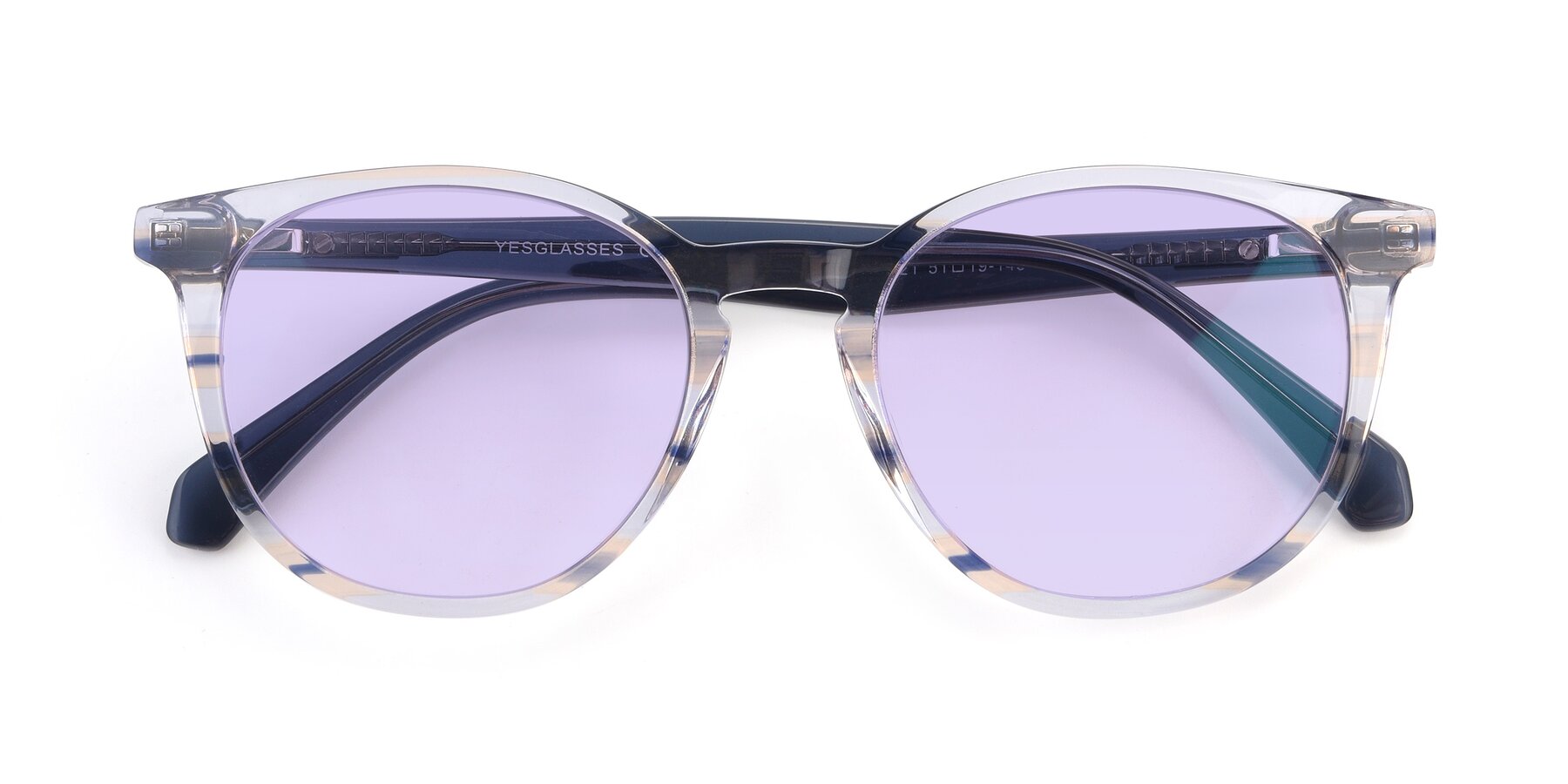 Folded Front of 17721 in Stripe Blue with Light Purple Tinted Lenses