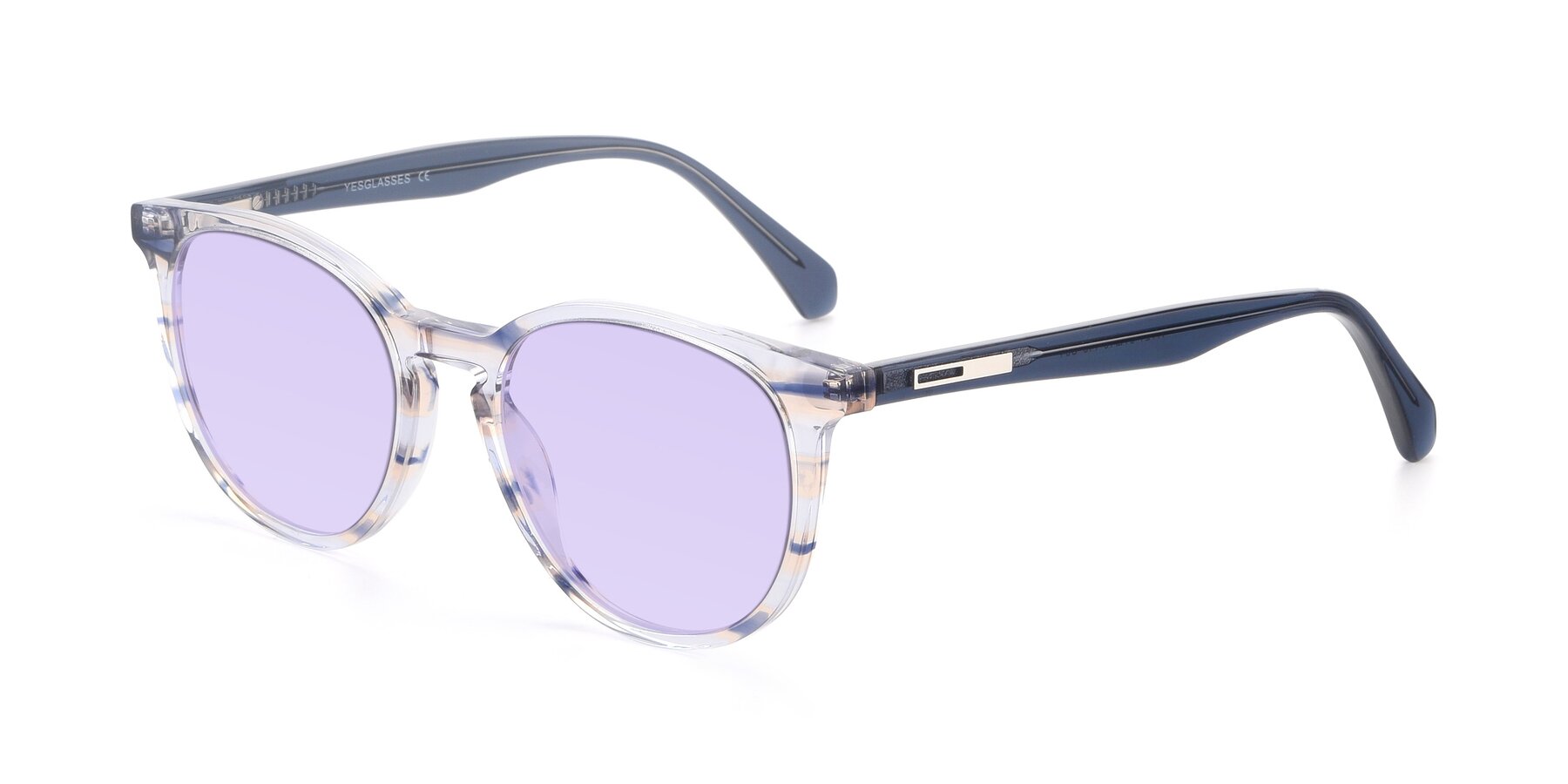 Angle of 17721 in Stripe Blue with Light Purple Tinted Lenses