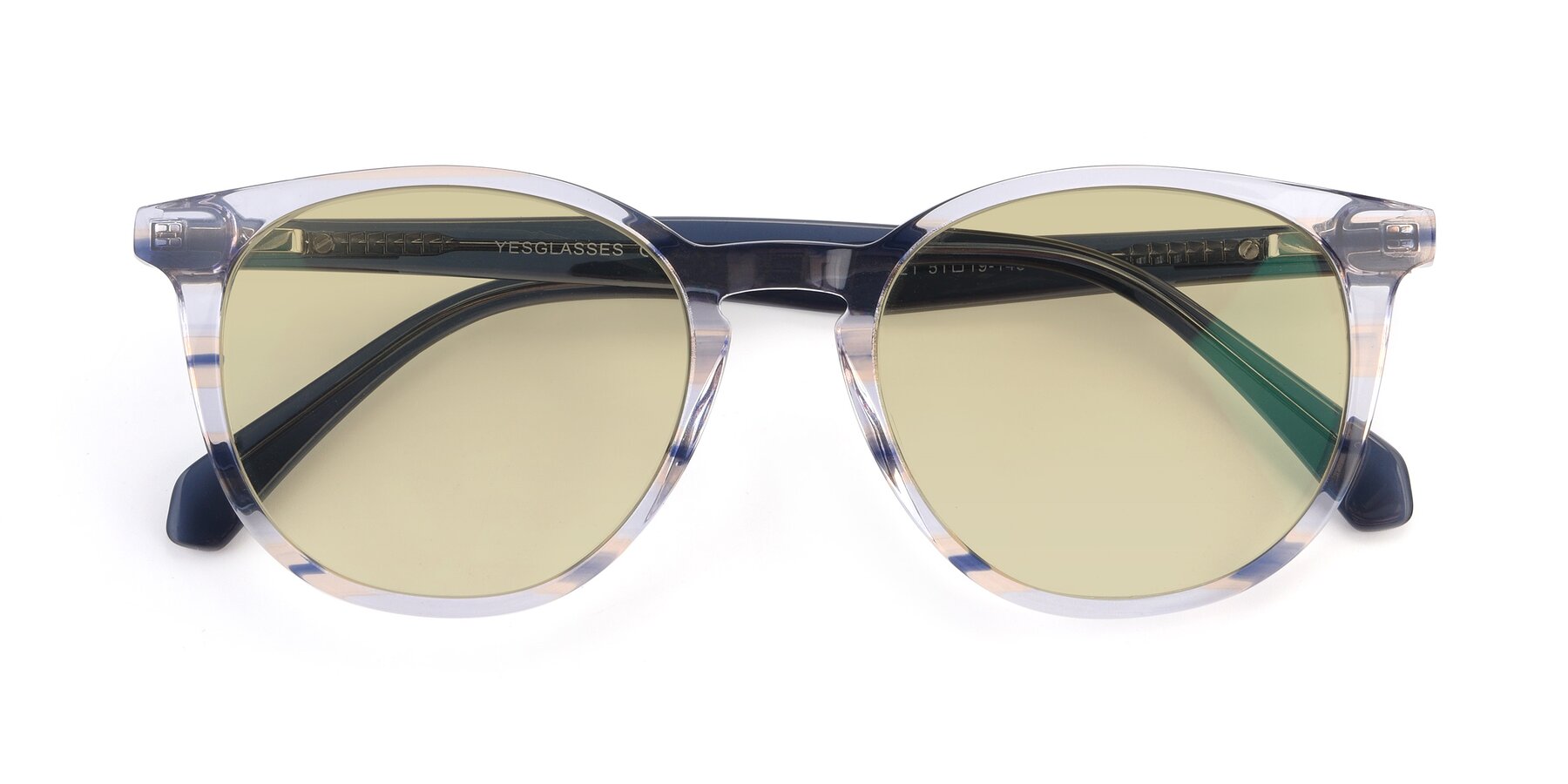 Folded Front of 17721 in Stripe Blue with Light Champagne Tinted Lenses