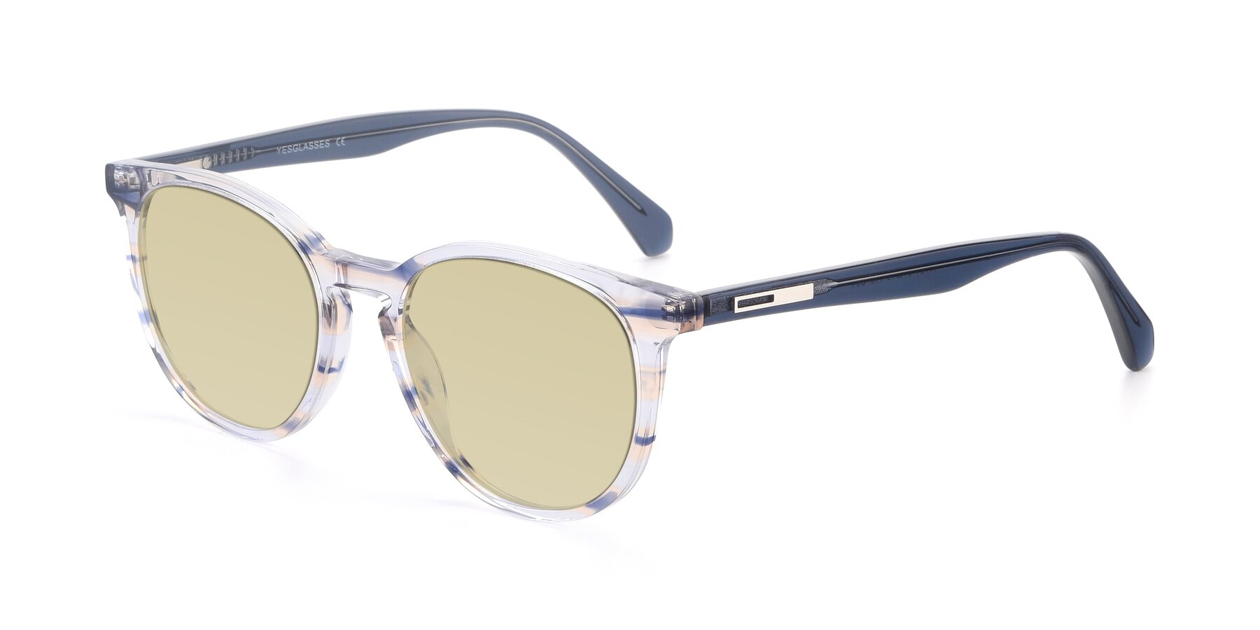 Angle of 17721 in Stripe Blue with Light Champagne Tinted Lenses