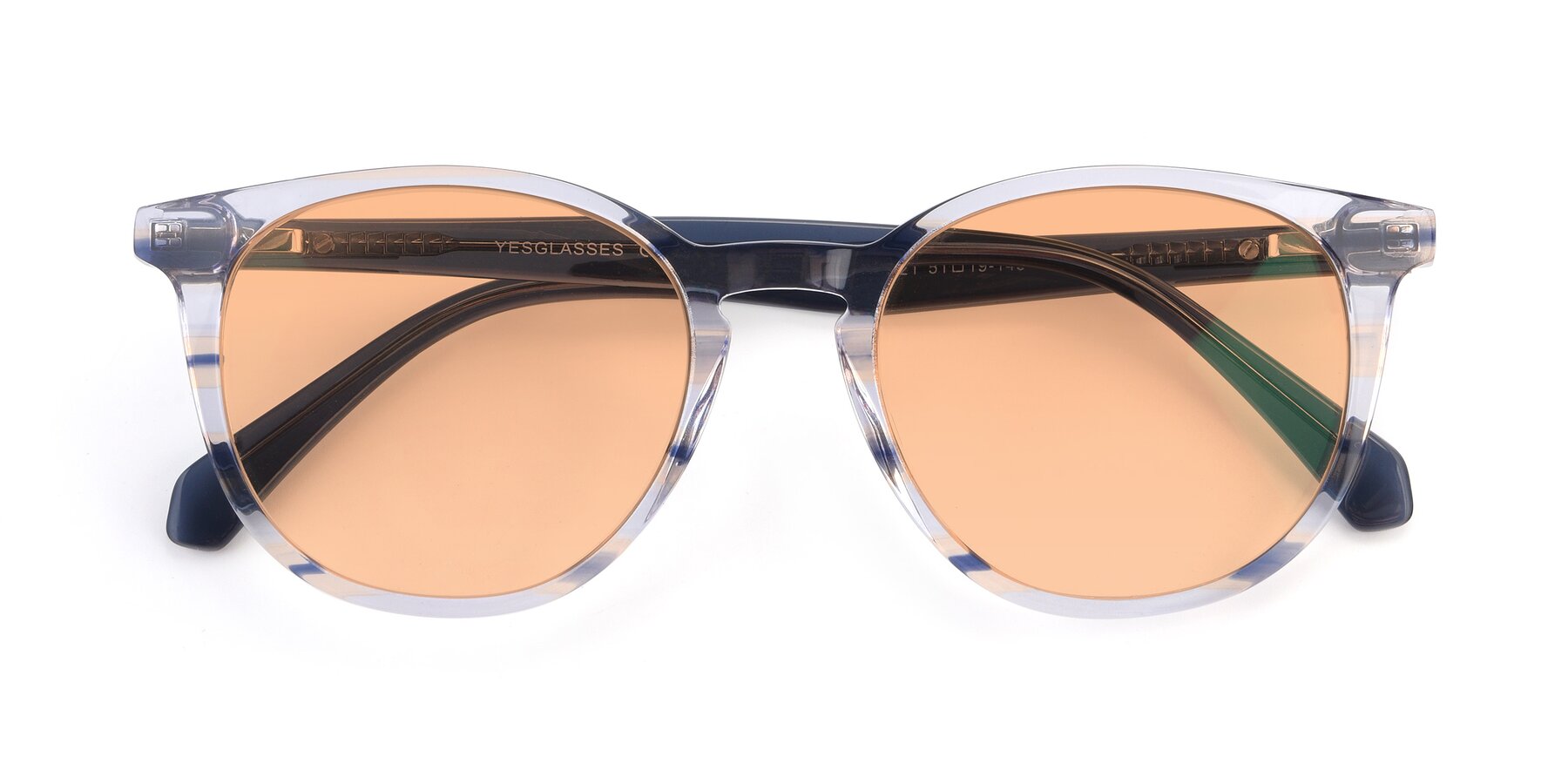 Folded Front of 17721 in Stripe Blue with Light Orange Tinted Lenses