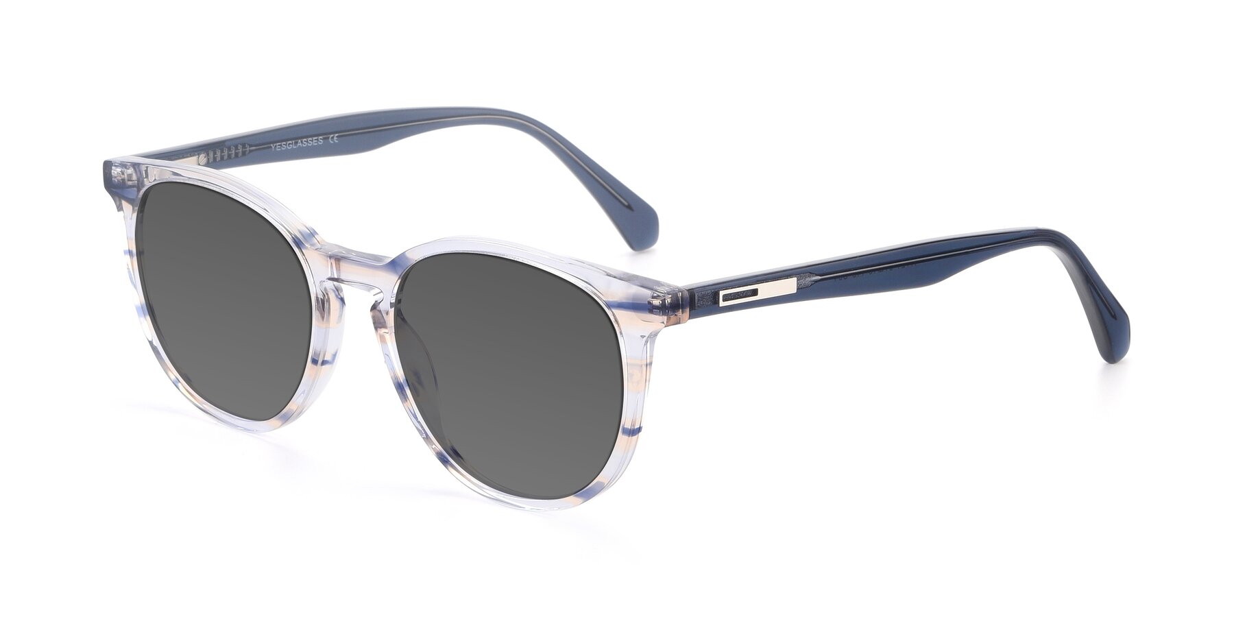 Angle of 17721 in Stripe Blue with Medium Gray Tinted Lenses
