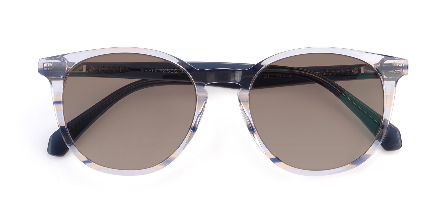 Folded Front of 17721 in Stripe Blue with Medium Brown Tinted Lenses