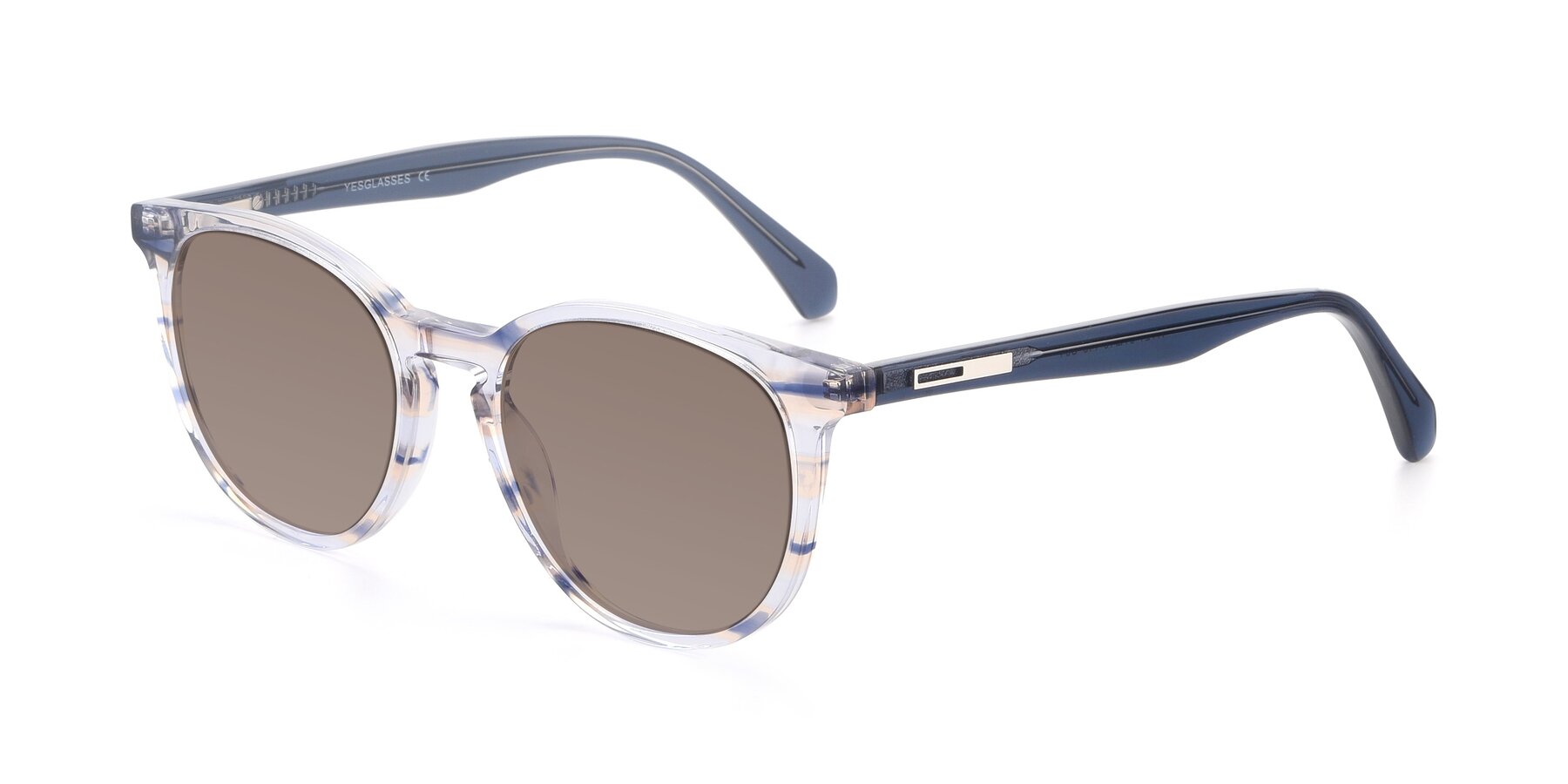 Angle of 17721 in Stripe Blue with Medium Brown Tinted Lenses