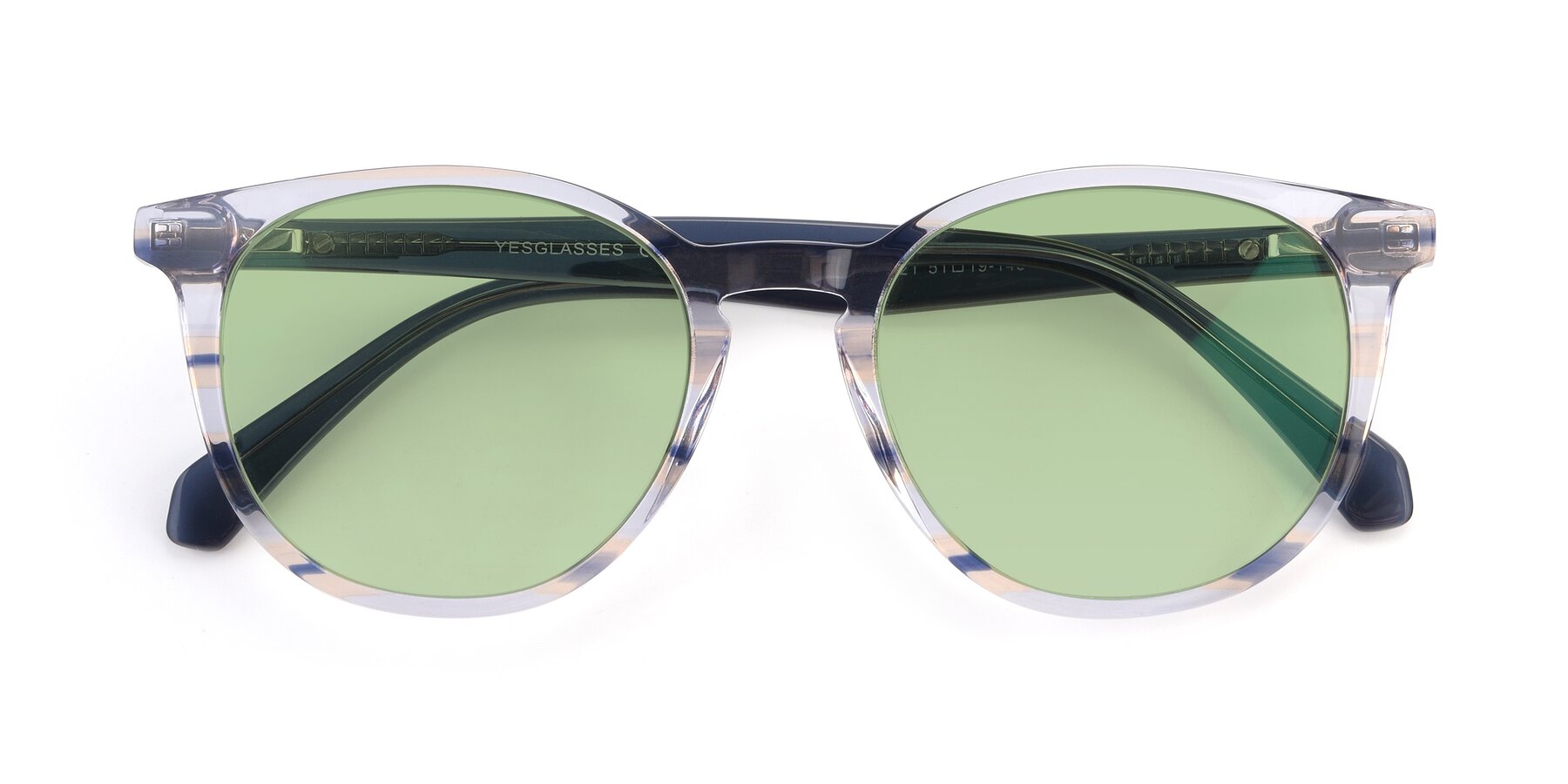 Folded Front of 17721 in Stripe Blue with Medium Green Tinted Lenses