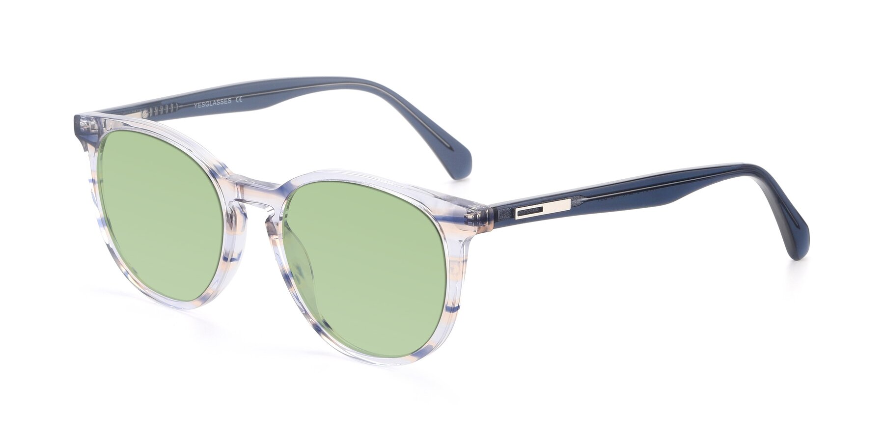 Angle of 17721 in Stripe Blue with Medium Green Tinted Lenses