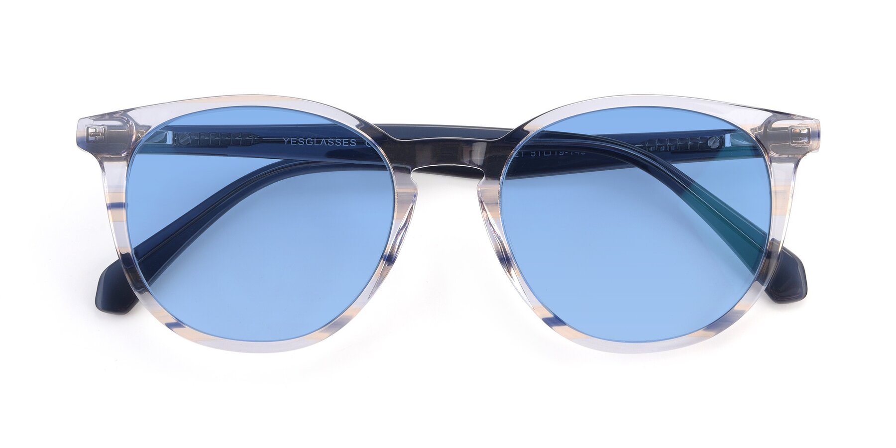 Folded Front of 17721 in Stripe Blue with Medium Blue Tinted Lenses