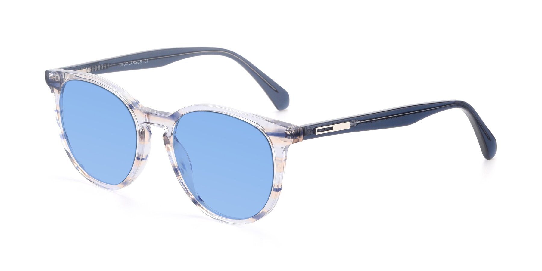 Angle of 17721 in Stripe Blue with Medium Blue Tinted Lenses