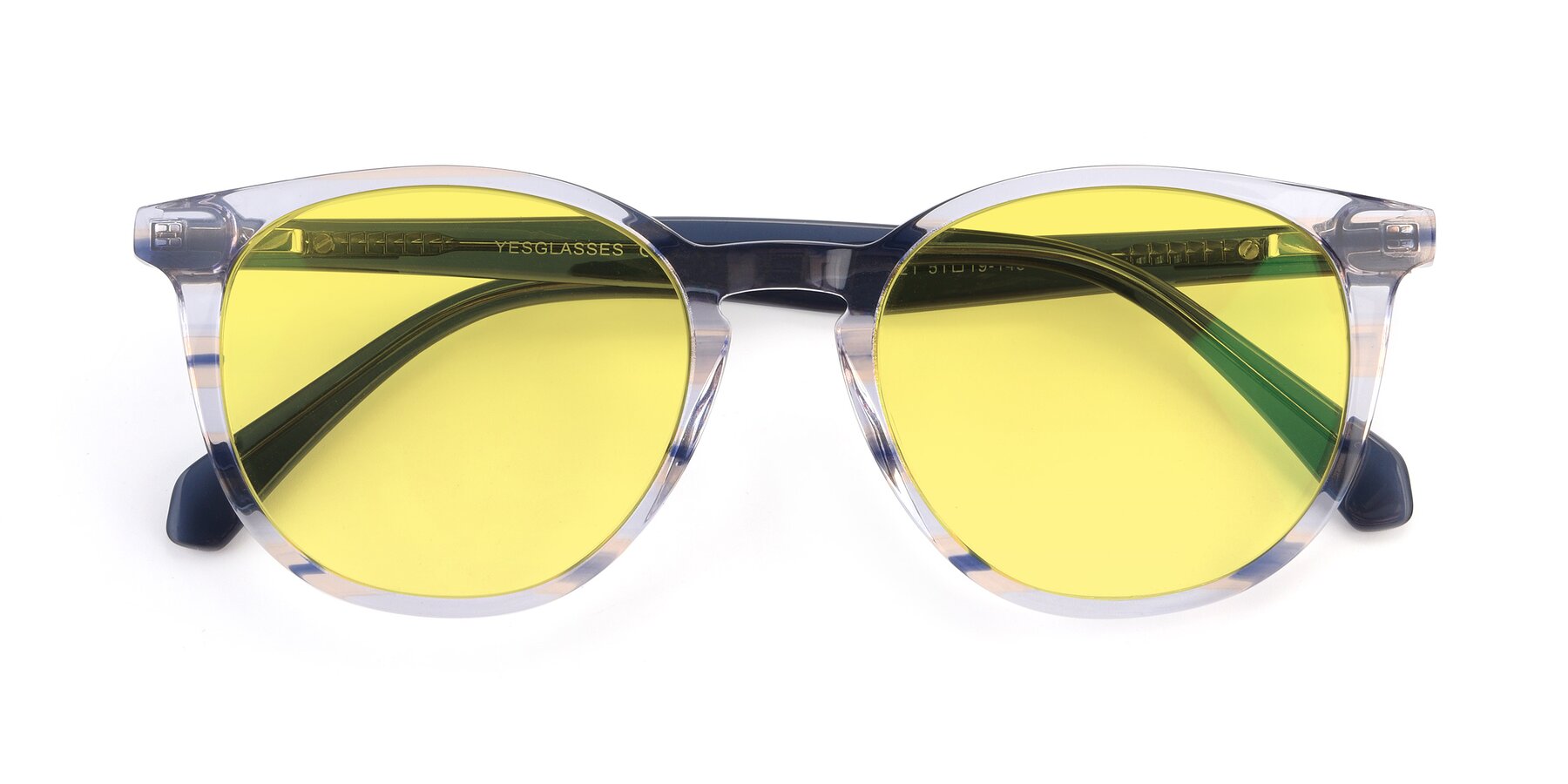 Folded Front of 17721 in Stripe Blue with Medium Yellow Tinted Lenses
