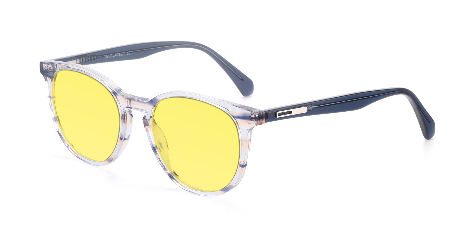 Angle of 17721 in Stripe Blue with Medium Yellow Tinted Lenses