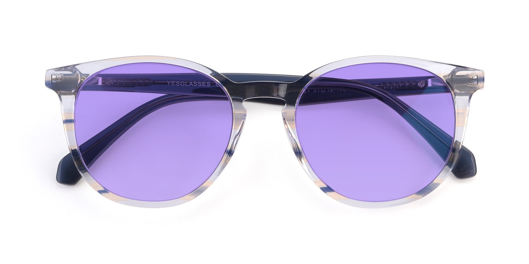 Folded Front of 17721 in Stripe Blue with Medium Purple Tinted Lenses