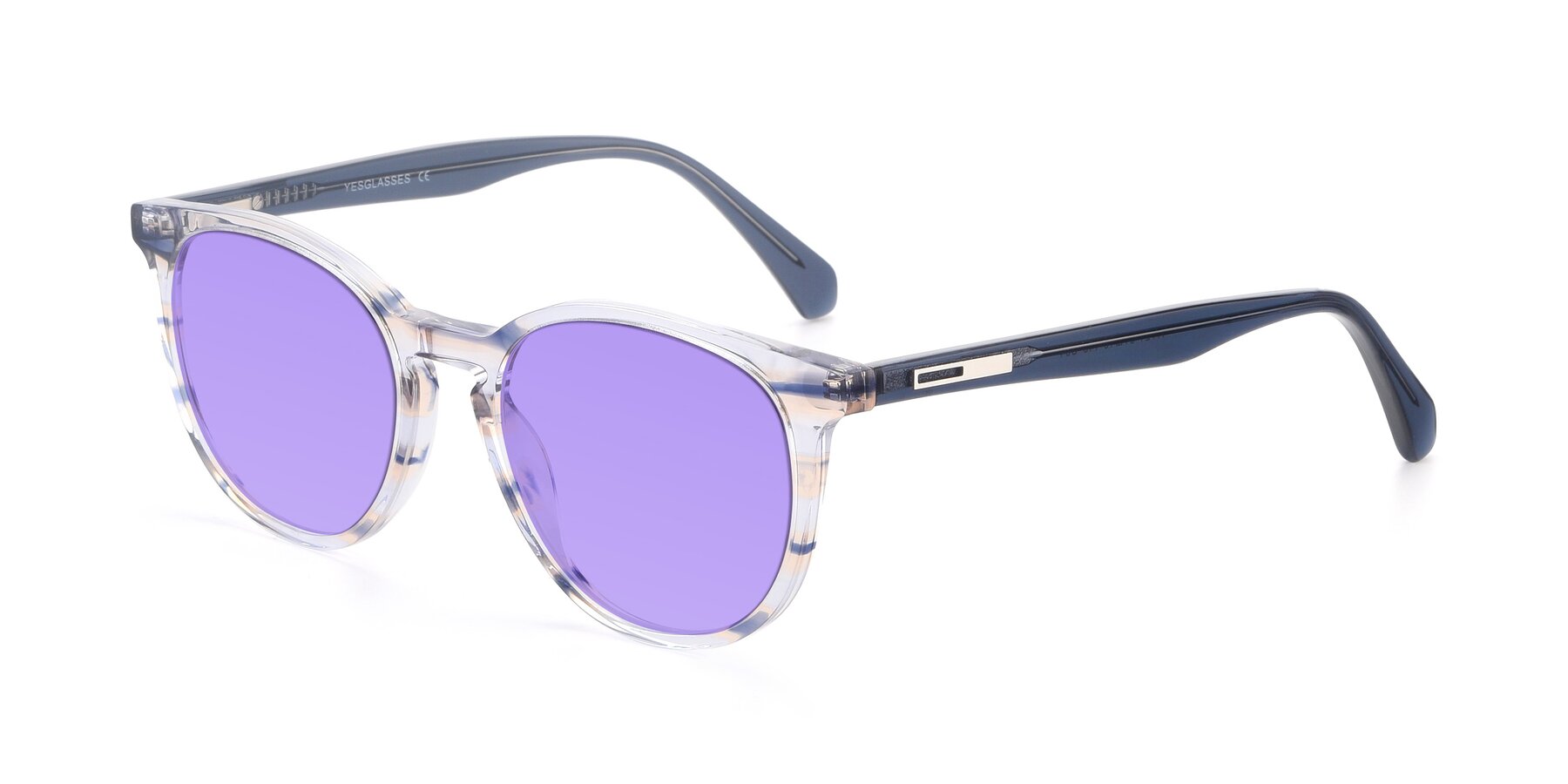 Angle of 17721 in Stripe Blue with Medium Purple Tinted Lenses