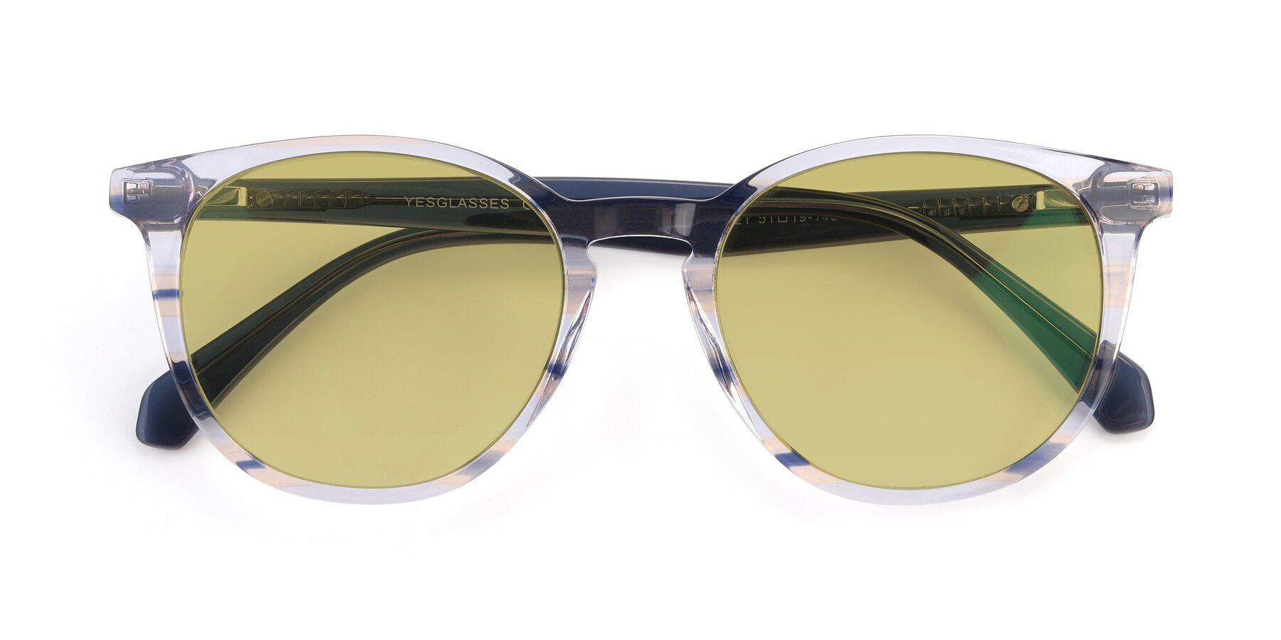 Folded Front of 17721 in Stripe Blue with Medium Champagne Tinted Lenses