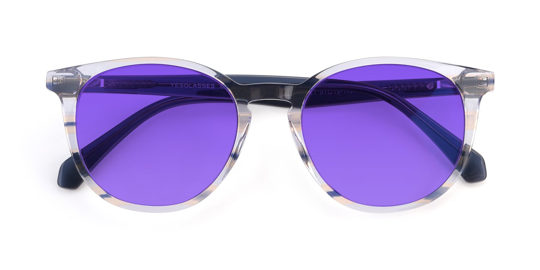 Folded Front of 17721 in Stripe Blue with Purple Tinted Lenses