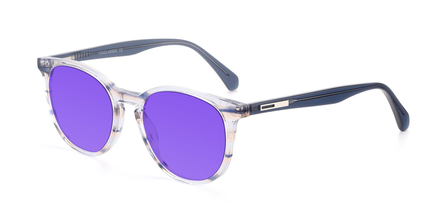Angle of 17721 in Stripe Blue with Purple Tinted Lenses
