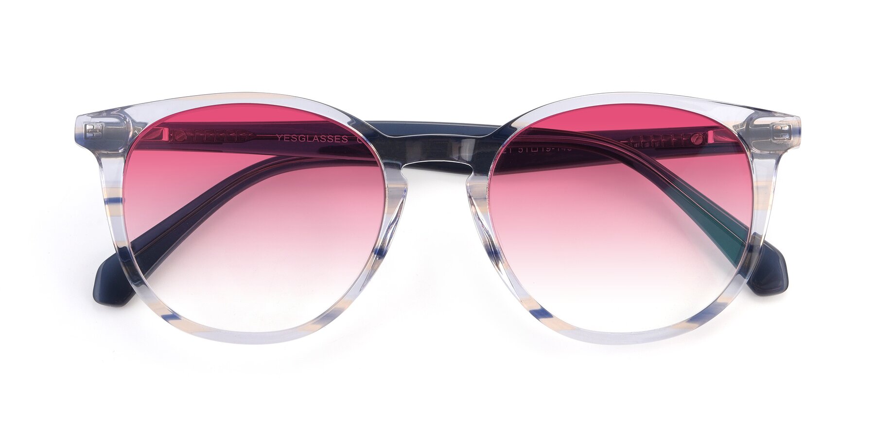 Folded Front of 17721 in Stripe Blue with Pink Gradient Lenses