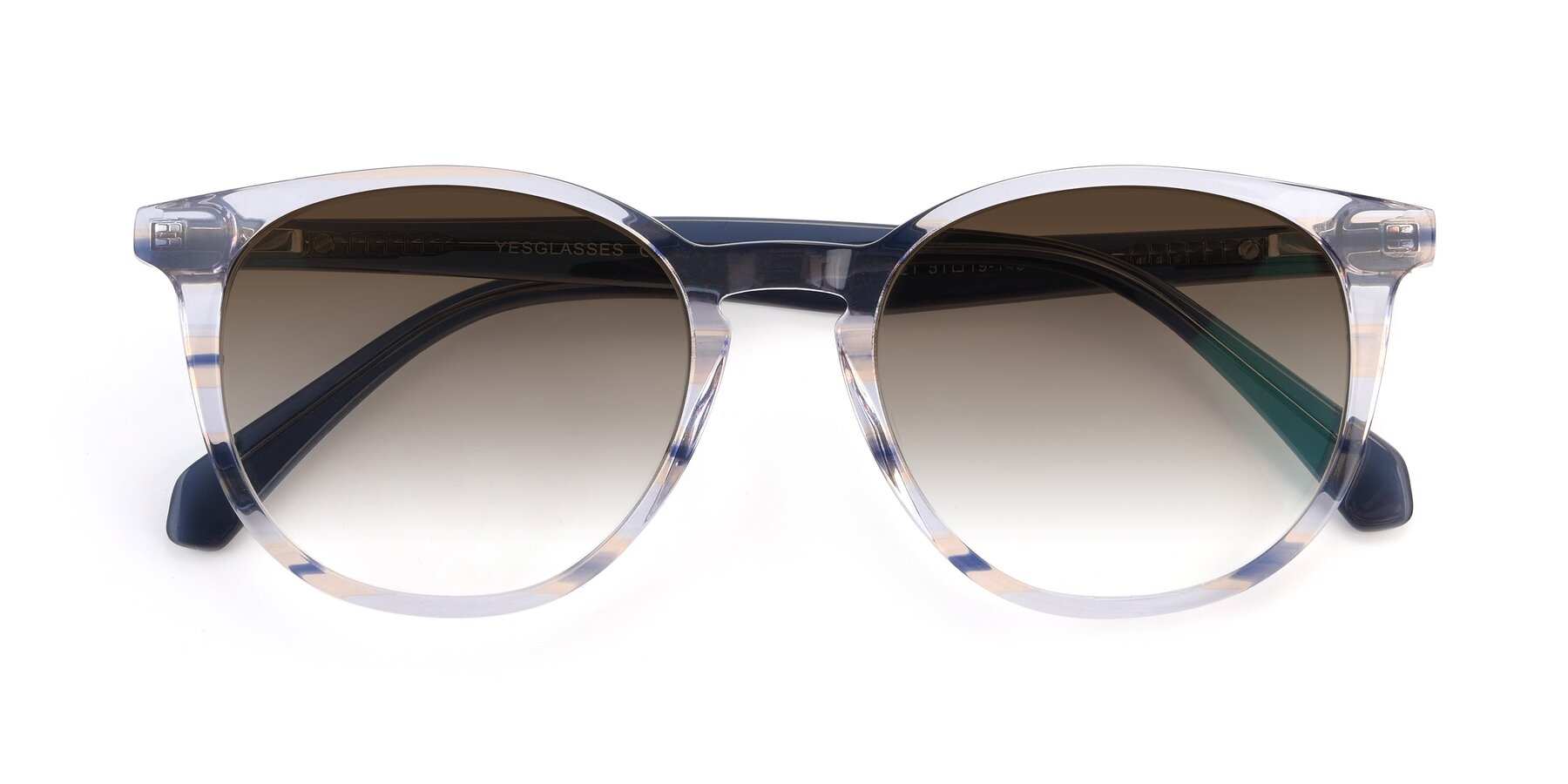 Folded Front of 17721 in Stripe Blue with Brown Gradient Lenses