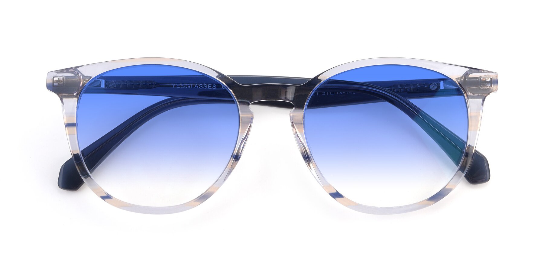 Folded Front of 17721 in Stripe Blue with Blue Gradient Lenses