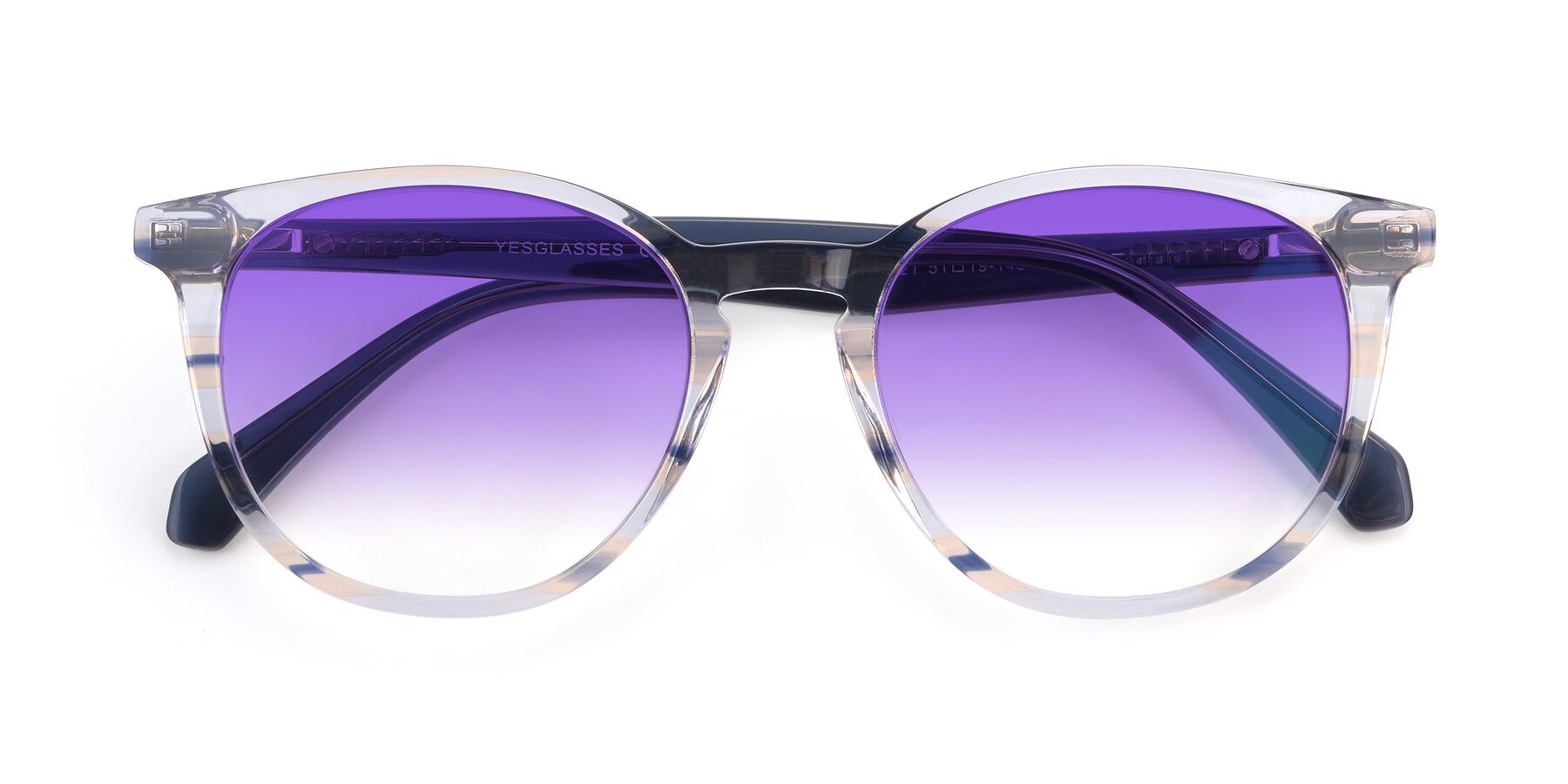 Folded Front of 17721 in Stripe Blue with Purple Gradient Lenses