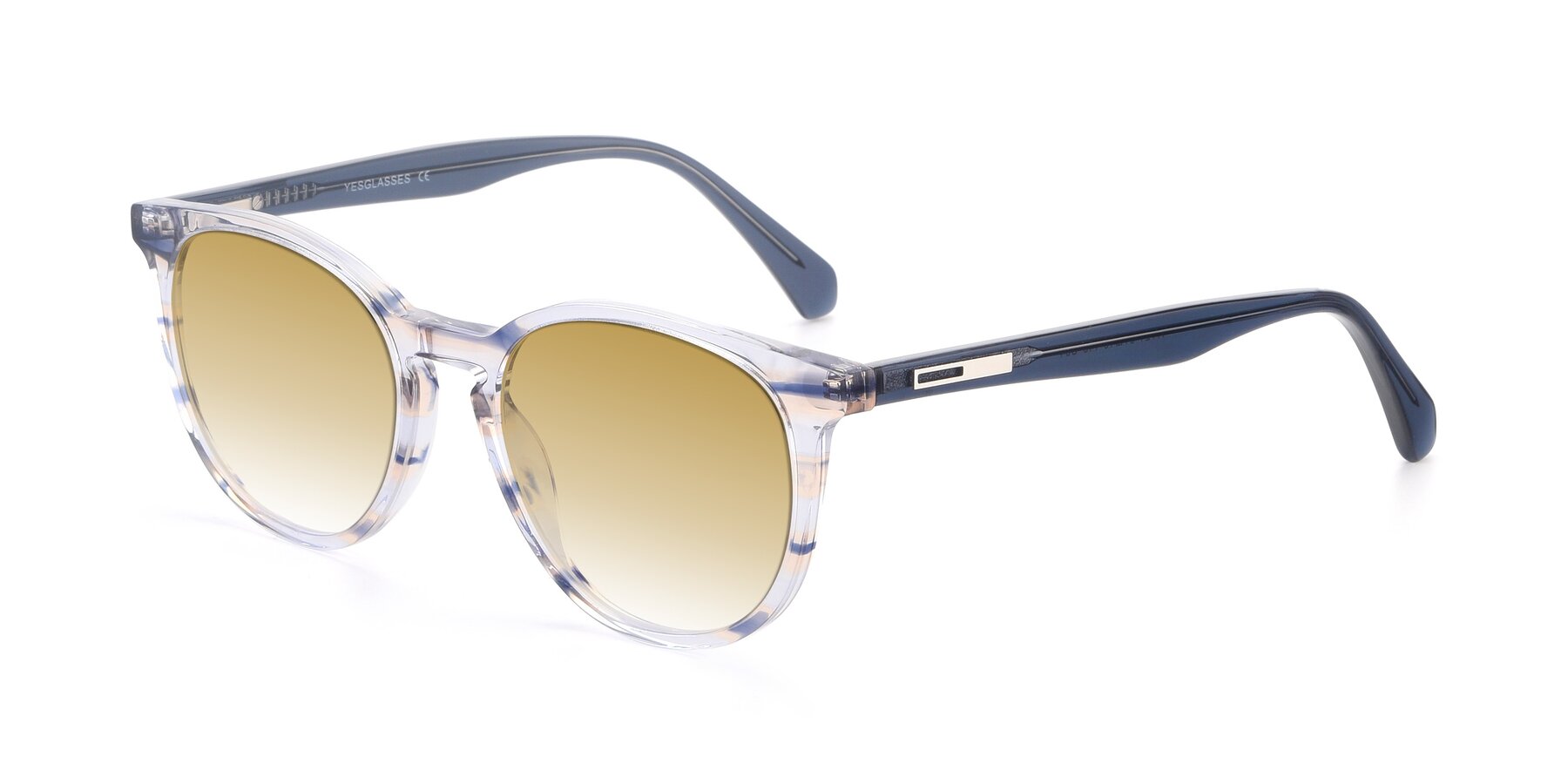 Angle of 17721 in Stripe Blue with Champagne Gradient Lenses