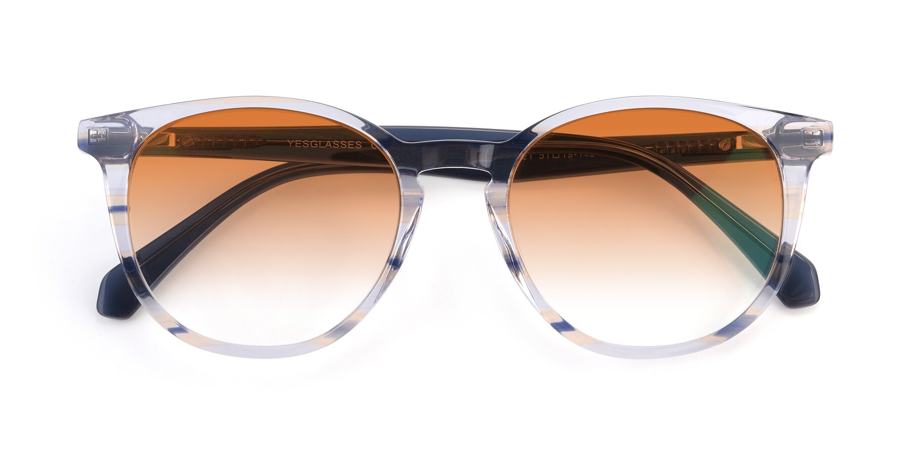 Folded Front of 17721 in Stripe Blue with Orange Gradient Lenses