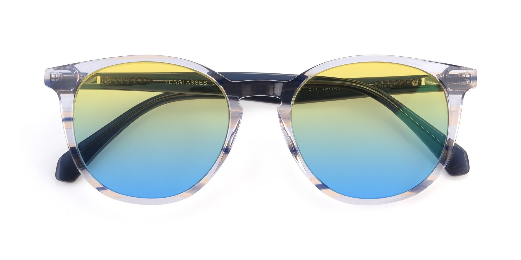 Folded Front of 17721 in Stripe Blue with Yellow / Blue Gradient Lenses
