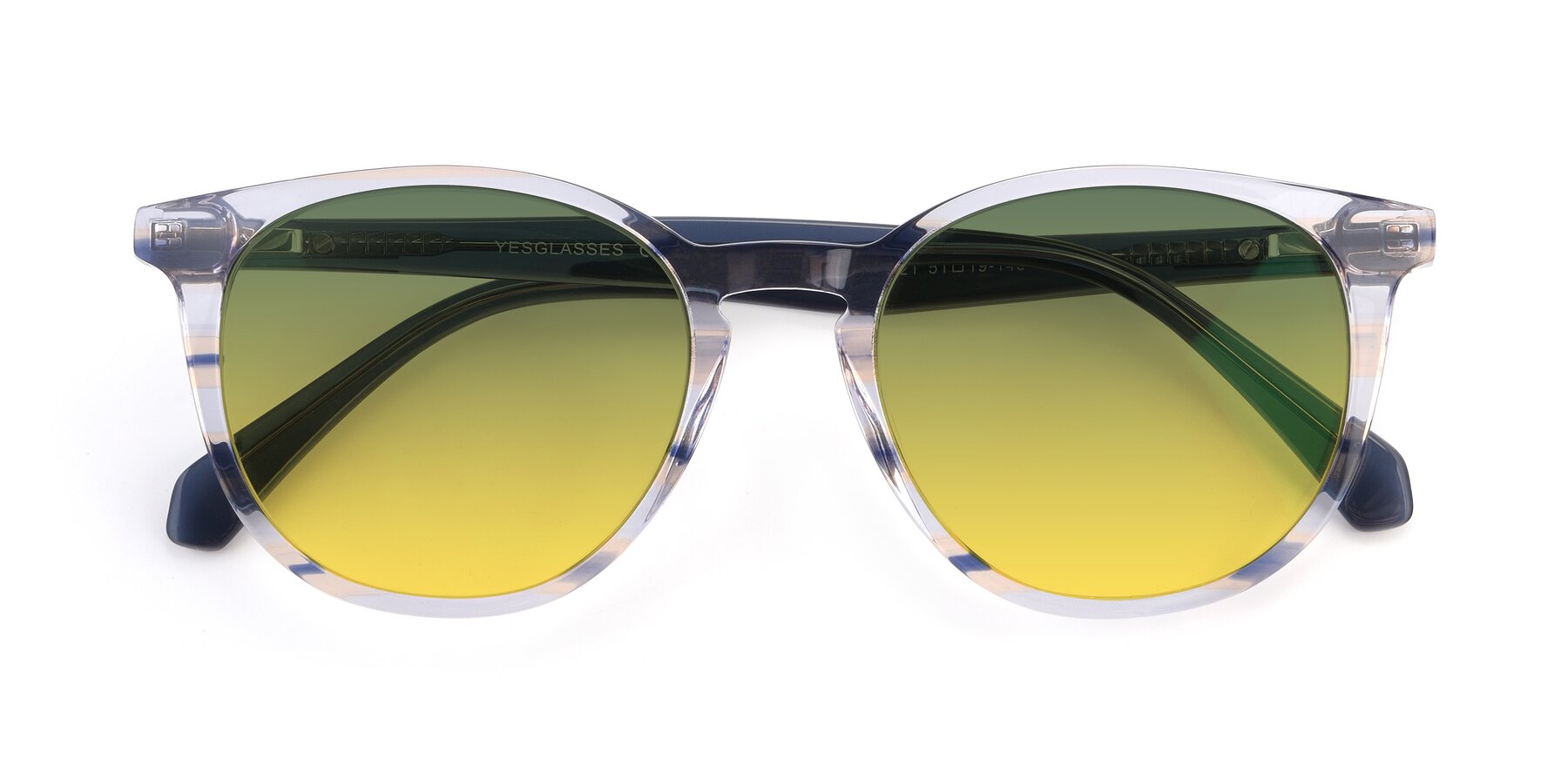 Folded Front of 17721 in Stripe Blue with Green / Yellow Gradient Lenses
