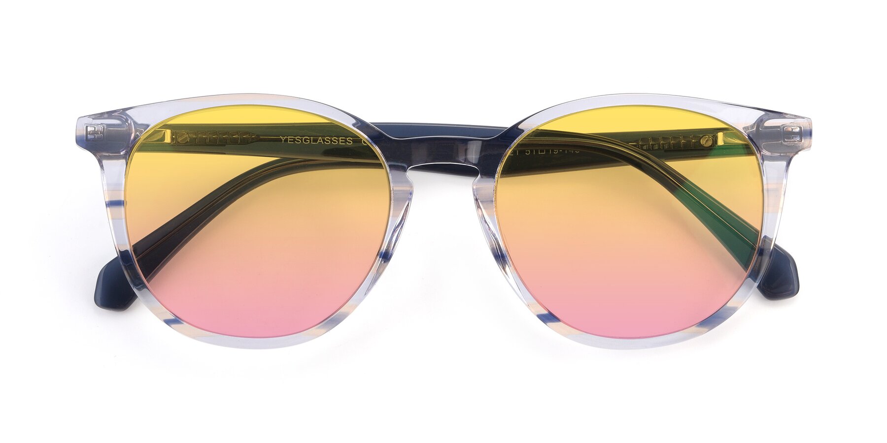 Folded Front of 17721 in Stripe Blue with Yellow / Pink Gradient Lenses